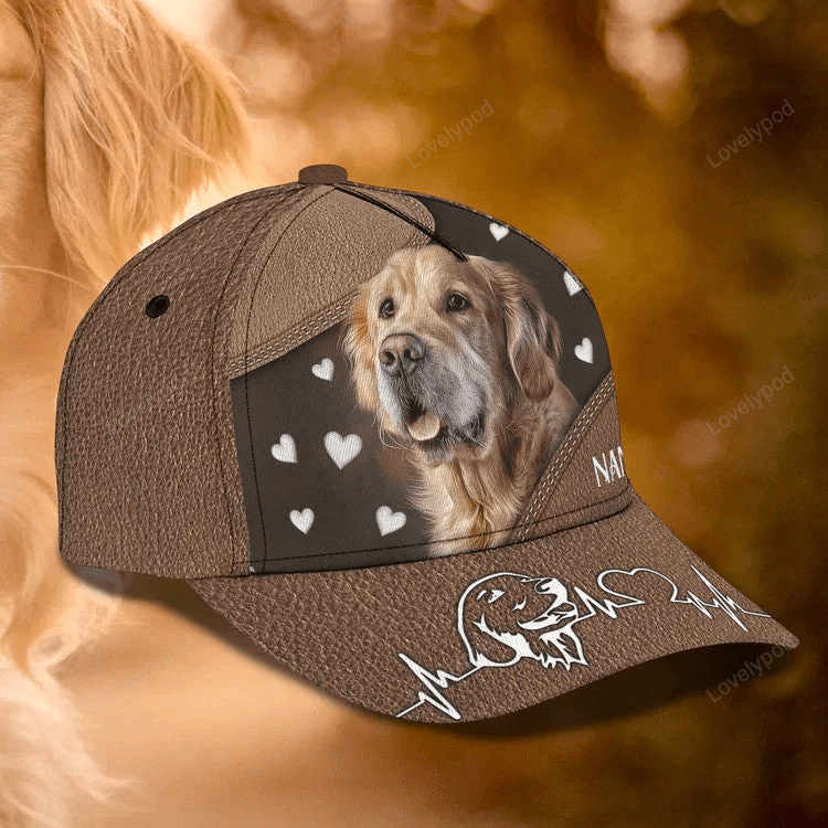 Personalized Golden Retriever Cap 3D All Over Prints for Pet Lovers, Cute Pet Cap for Her Trucker Hats Custom Hats Gifts For Men & Women