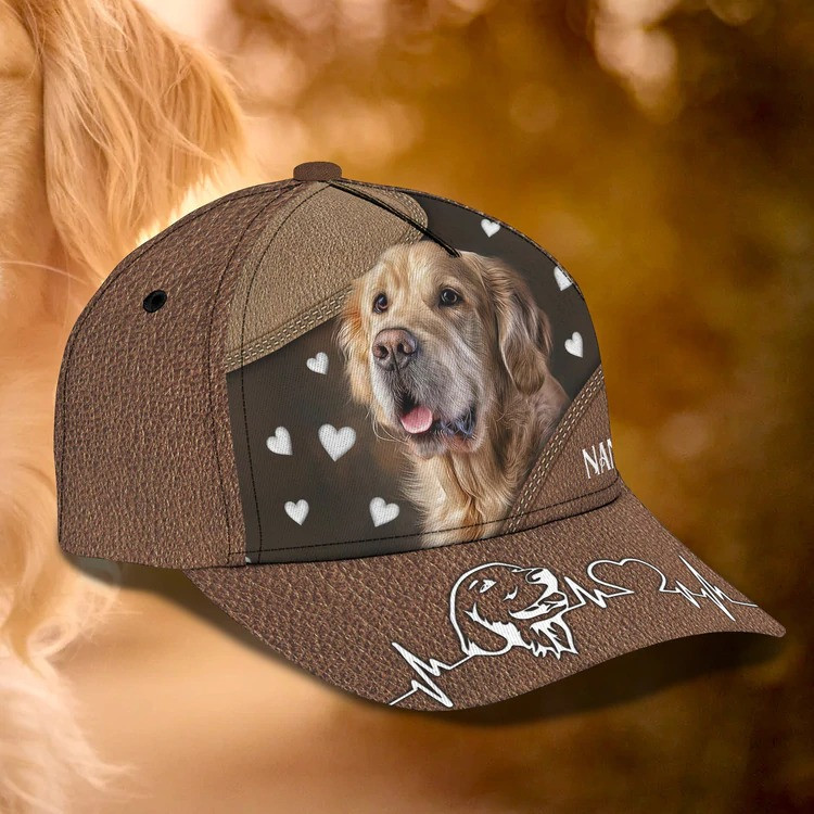 Personalized Golden Retriever Cap 3D All Over Prints for Pet Lovers, Cute Pet Cap for Her Trucker Hats Custom Hats Gifts For Men & Women