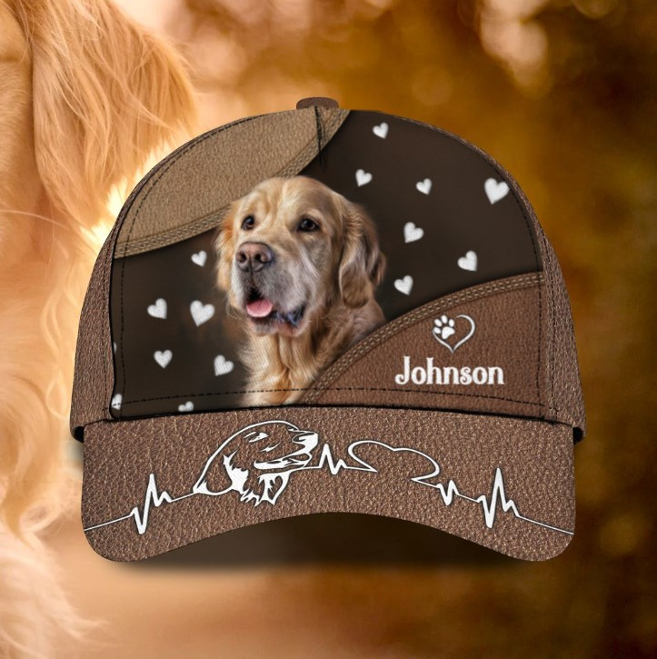 Personalized Golden Retriever Cap 3D All Over Prints for Pet Lovers, Cute Pet Cap for Her Trucker Hats Custom Hats Gifts For Men & Women