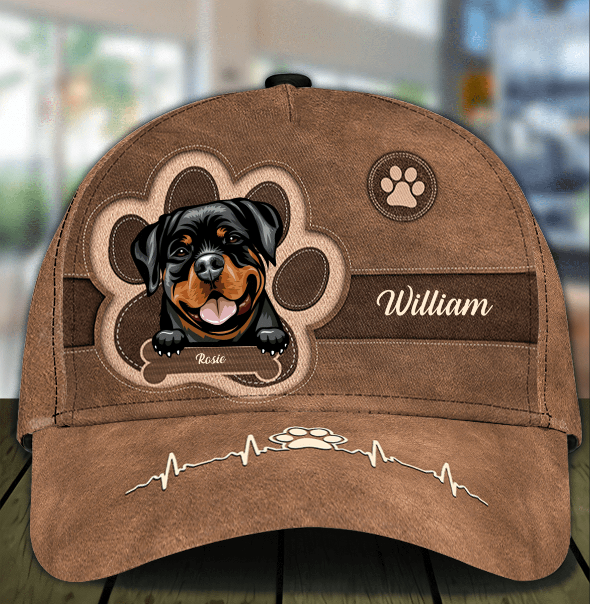 Personalized Golden Retriever Cap for Daughter, Leatherette Pawprints Hat for Son Dog Lovers Trucker Hats Custom Hats Gifts For Men & Women