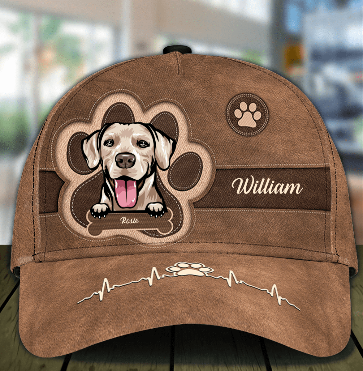 Personalized Golden Retriever Cap for Daughter, Leatherette Pawprints Hat for Son Dog Lovers Trucker Hats Custom Hats Gifts For Men & Women