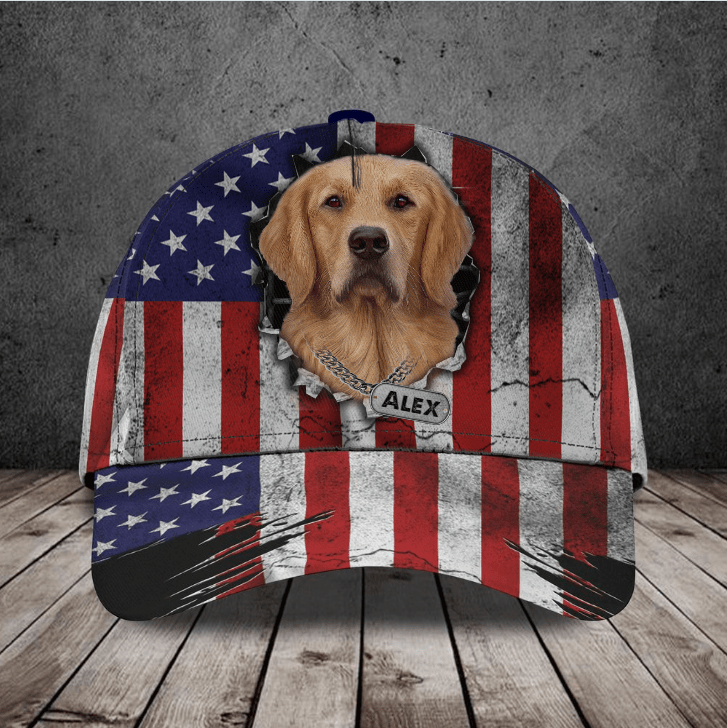 Personalized Golden Retriever Dog 3D Classic Cap for Men,Women, Golden Retriever Hat, Custom Name Hat for Friends, Dog Lovers, Dog Birthday Trucker Hats Custom Hats Gifts For Men & Women