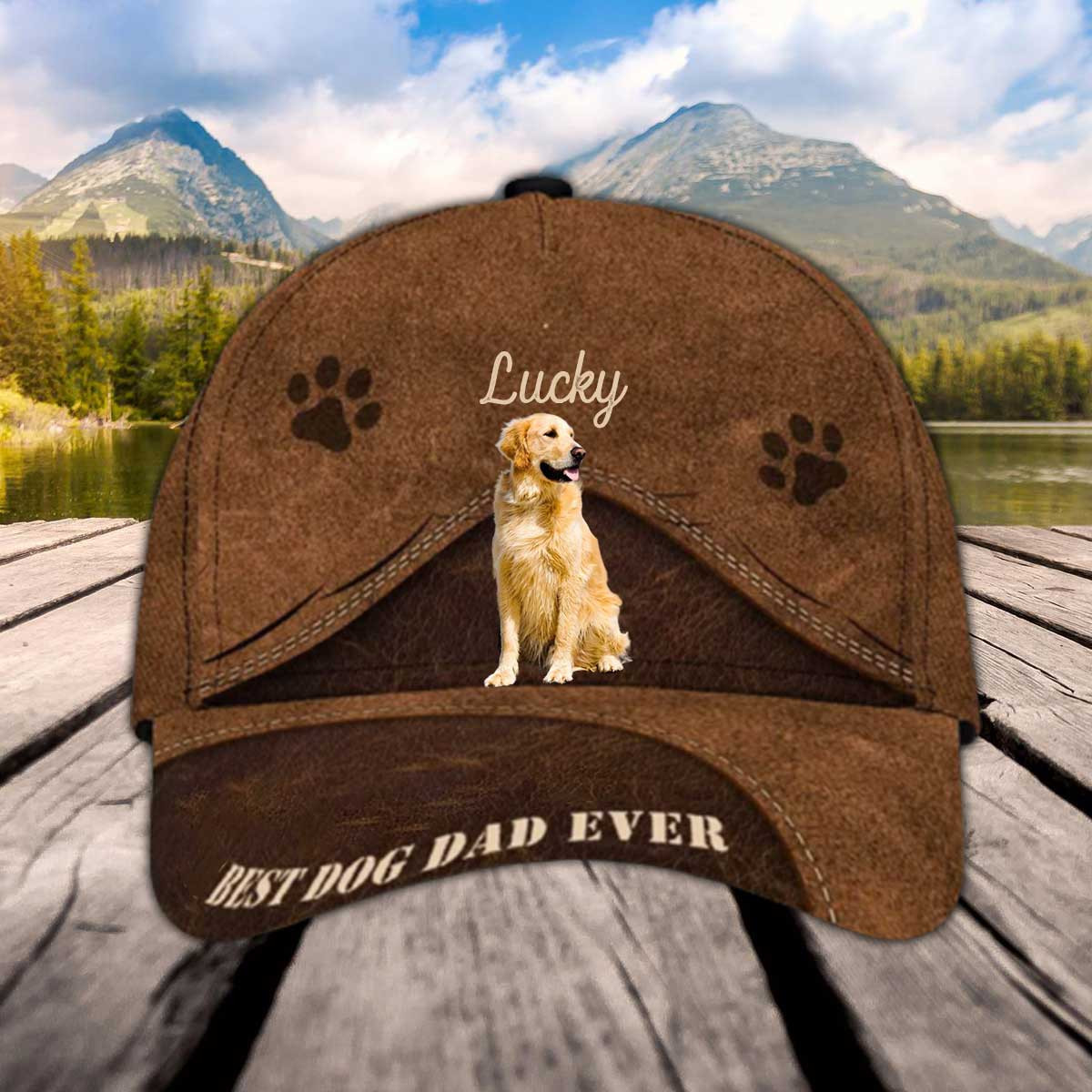 Personalized Golden Retrievers Hat, Best Dog Mom Ever Custom Photo Golden Retriever Cap for Mom Trucker Hats Custom Hats Gifts For Men & Women