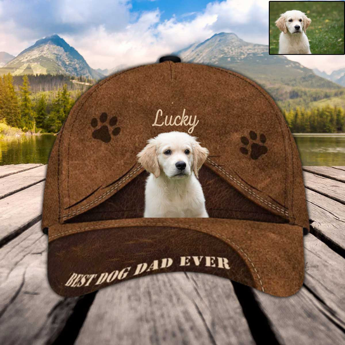 Personalized Golden Retrievers Hat, Best Dog Mom Ever Custom Photo Golden Retriever Cap for Mom Trucker Hats Custom Hats Gifts For Men & Women