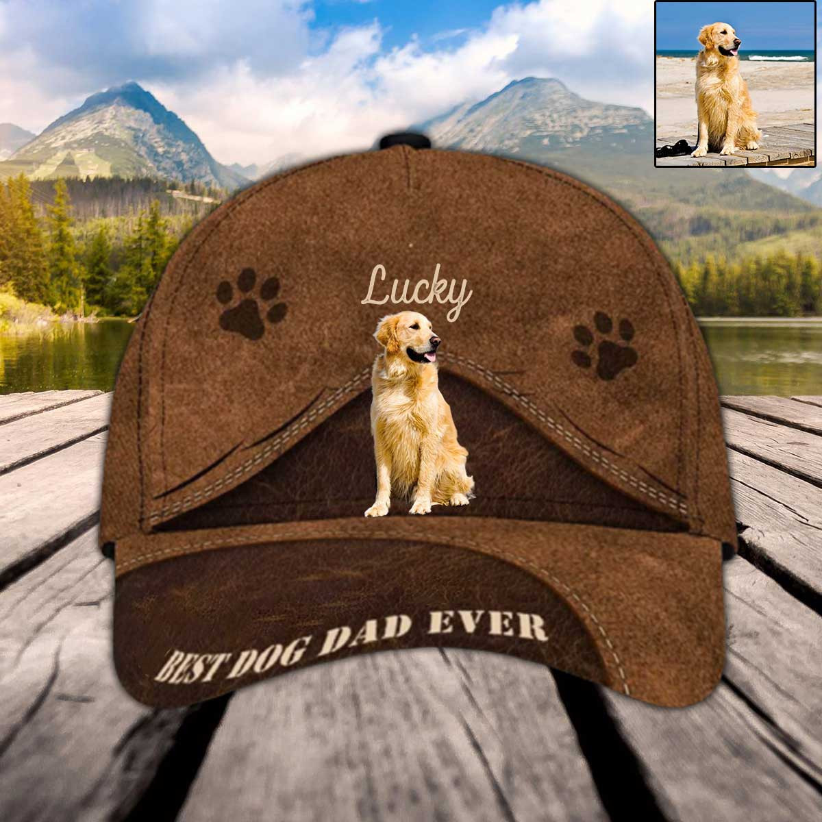 Personalized Golden Retrievers Hat, Best Dog Mom Ever Custom Photo Golden Retriever Cap for Mom Trucker Hats Custom Hats Gifts For Men & Women