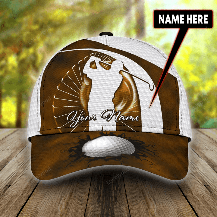 Personalized Golf Brown Color Golf Classic Cap, Golf player cap hat for men and women Trucker Hats Custom Hats Gifts For Men & Women