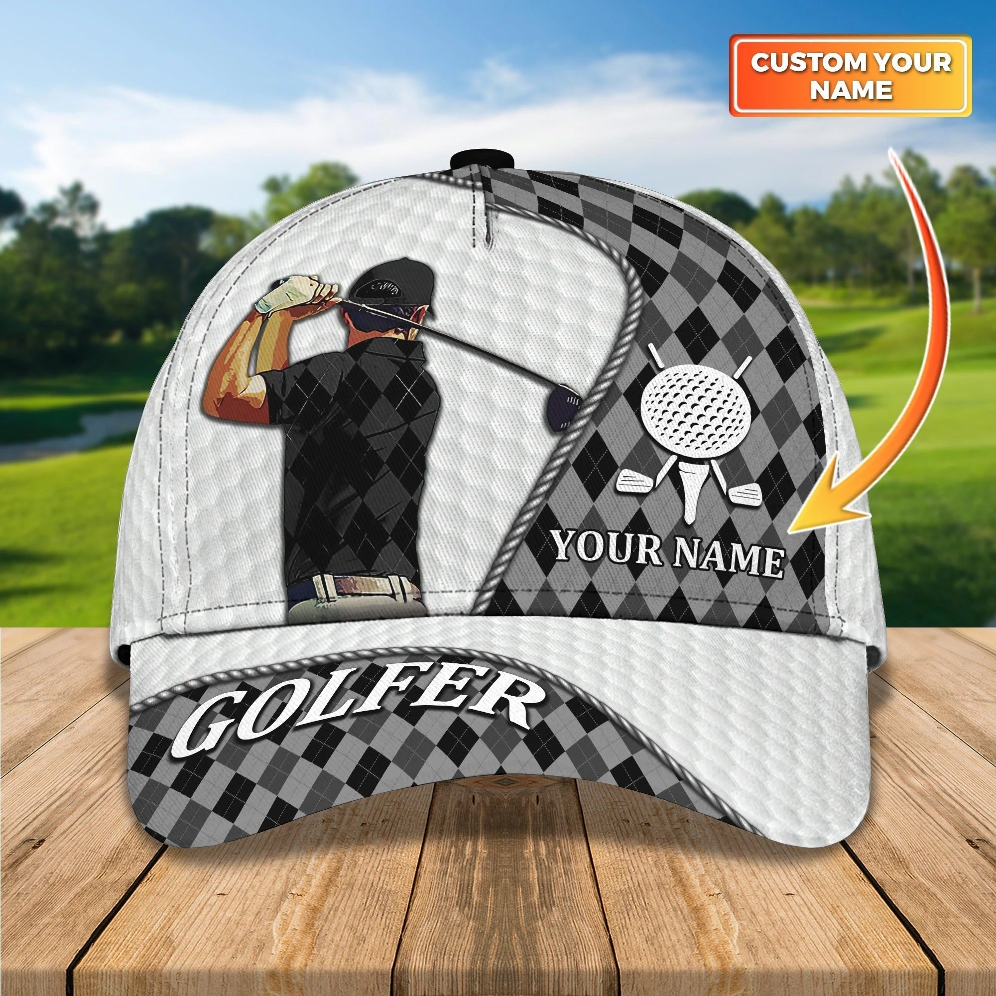 Personalized Golf Mens Cap Hat Full Printing, 3D Baseball Cap For Gofler, Dad Golf Gifts, Father Day Golfer Gift Trucker Hats Custom Hats Gifts For Men & Women