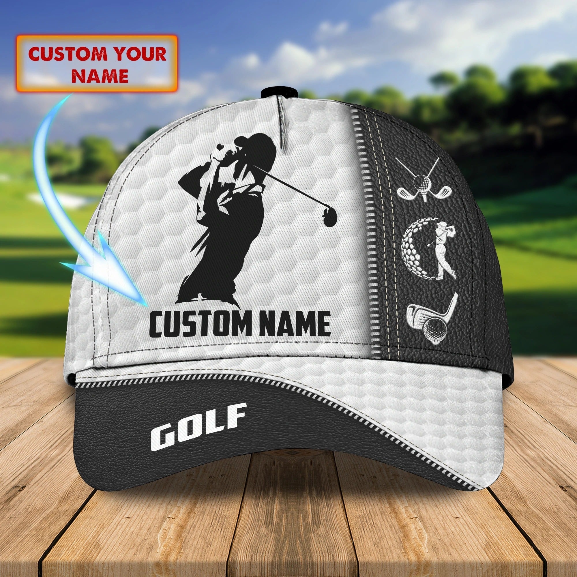Personalized  Golf Mens Cap Hat Full Printing, 3D Baseball Cap For Gofler, Dad Golf Gifts, Father Day Golfer Gift Trucker Hats Custom Hats Gifts For Men & Women