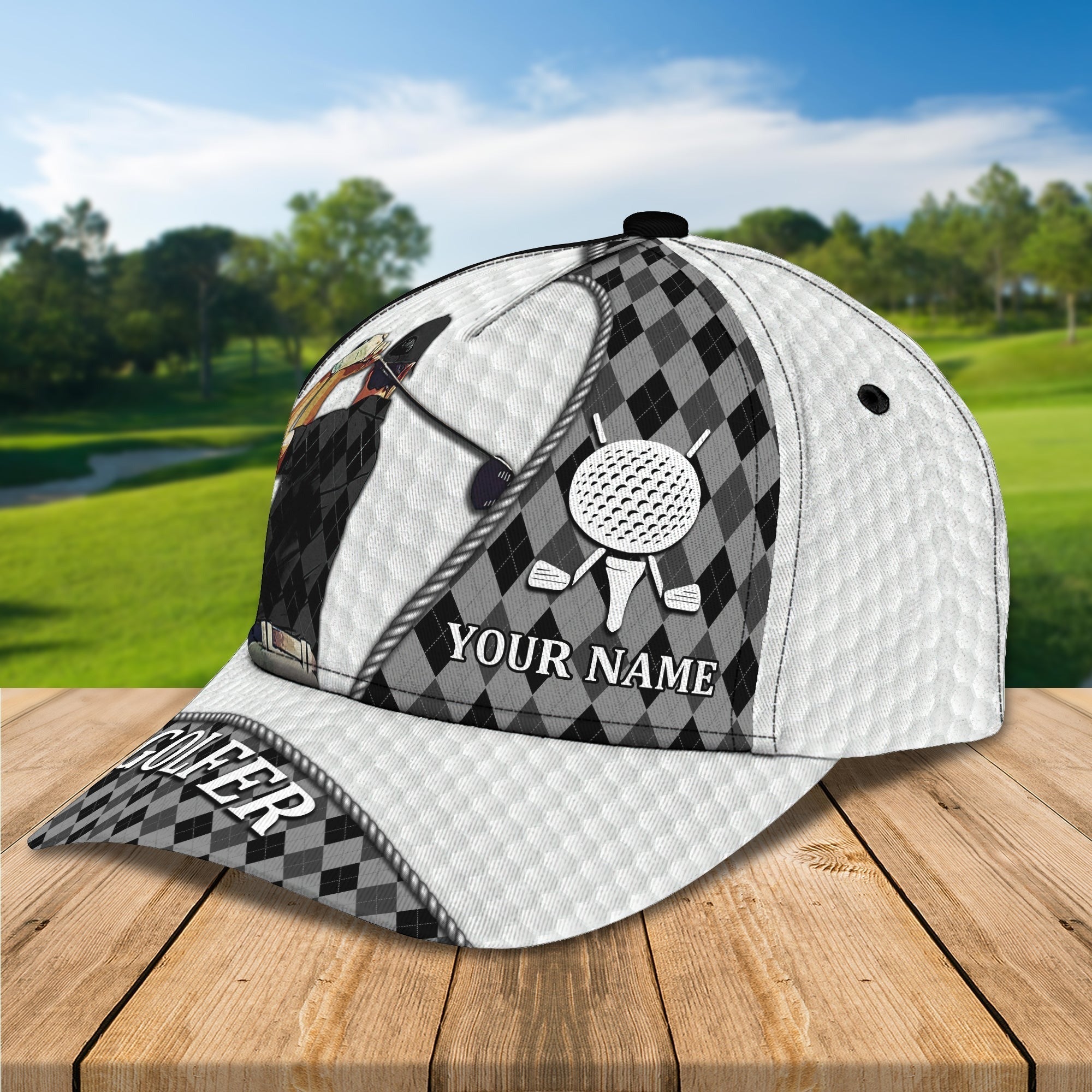 Personalized  Golf Mens Cap Hat Full Printing, 3D Baseball Cap For Gofler, Dad Golf Gifts, Father Day Golfer Gift Trucker Hats Custom Hats Gifts For Men & Women
