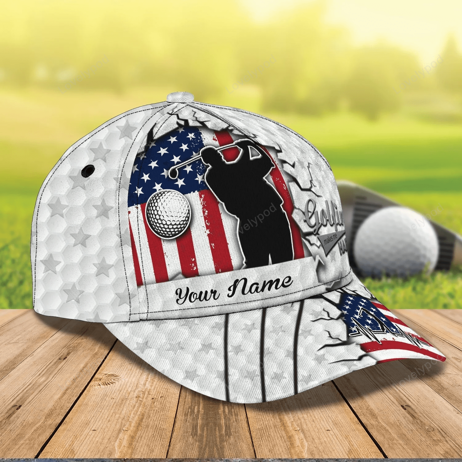 Personalized Golfing Baseball Cap 3D Hat For Men And Woman, Golfing Make Me Happy, Golf 3D Cap Hat Trucker Hats Custom Hats Gifts For Men & Women