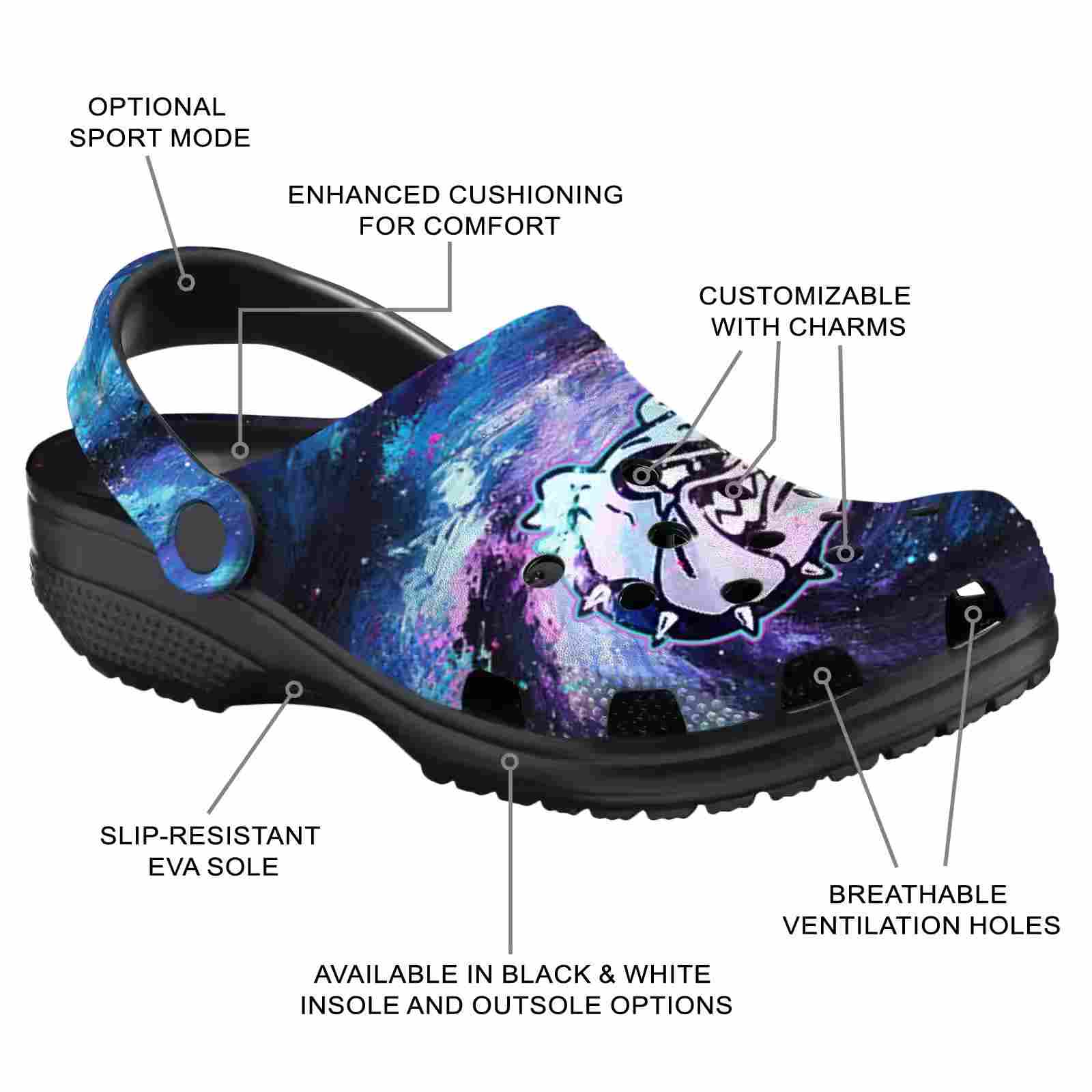 Personalized Gonzaga Bulldogs Galaxy Swirl ClogTVC1801695 - Image 5