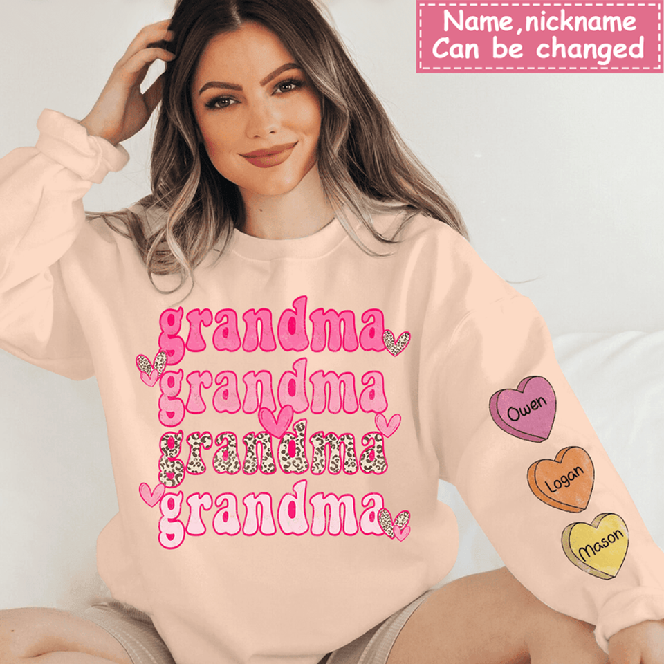 Personalized Grandma And Sweet Heart Grandkids 3D Sweater