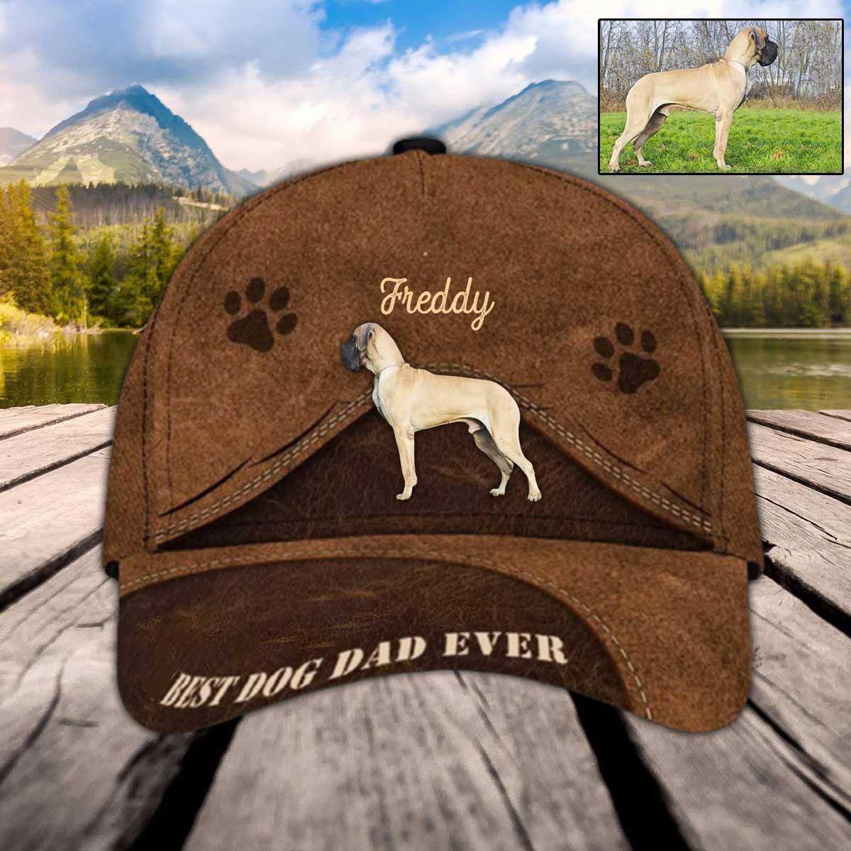 Personalized Great Dane Hat, Custom Photo Great Dane 3D Cap for Him Trucker Hats Custom Hats Gifts For Men & Women