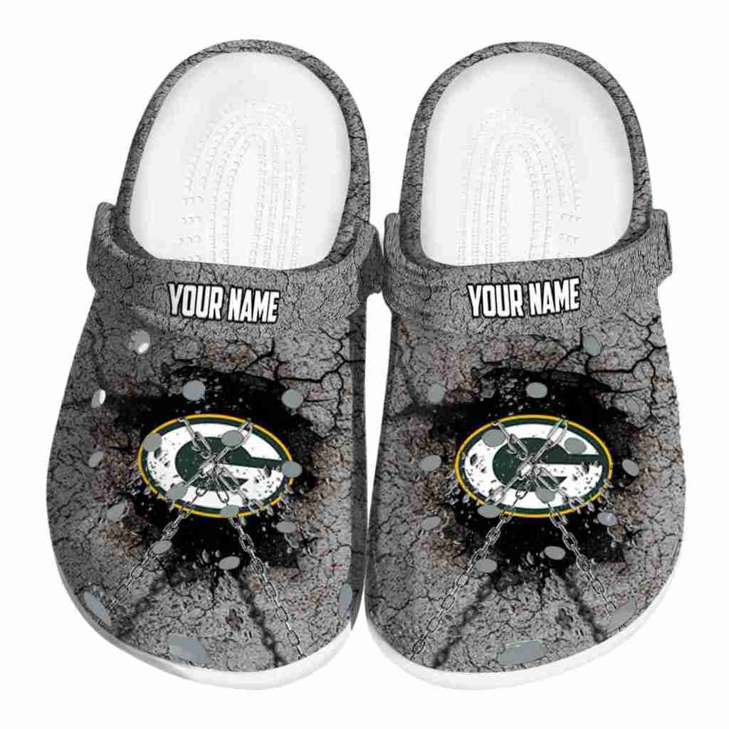 Personalized Green Bay Packers Cracked Ground Texture ClogTVC1801142