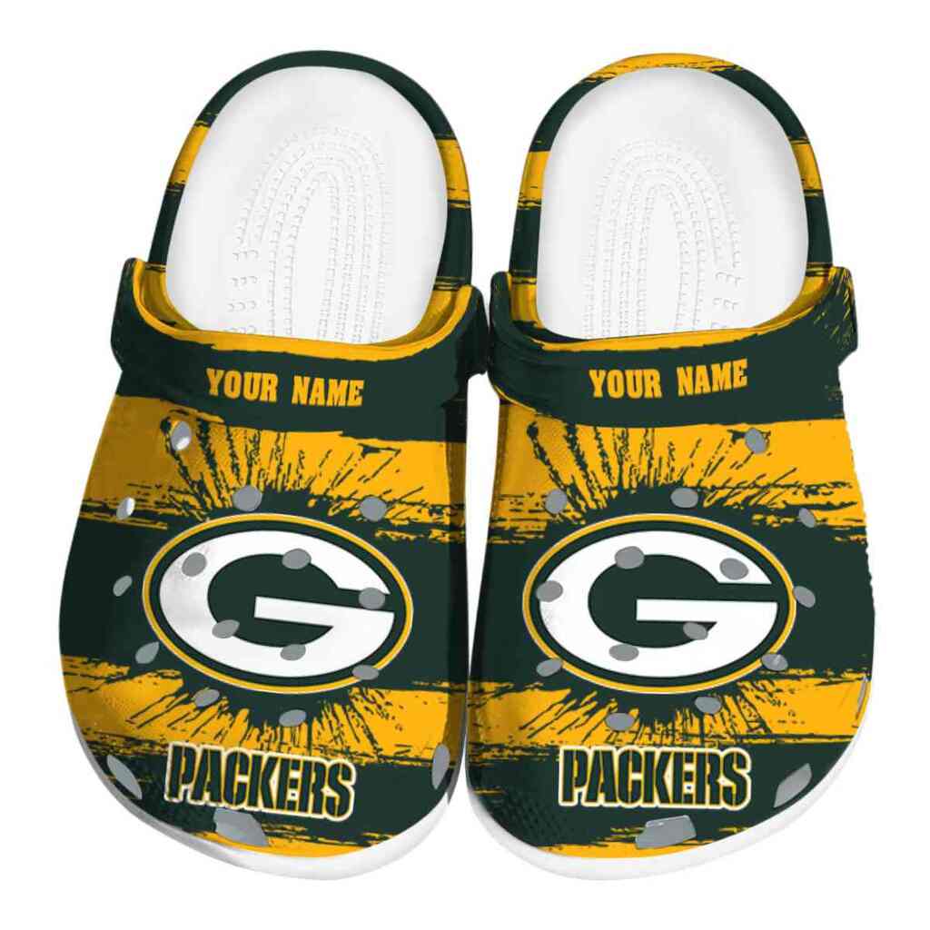 Personalized Green Bay Packers Paint Splatter Graphics ClogTVC1801141