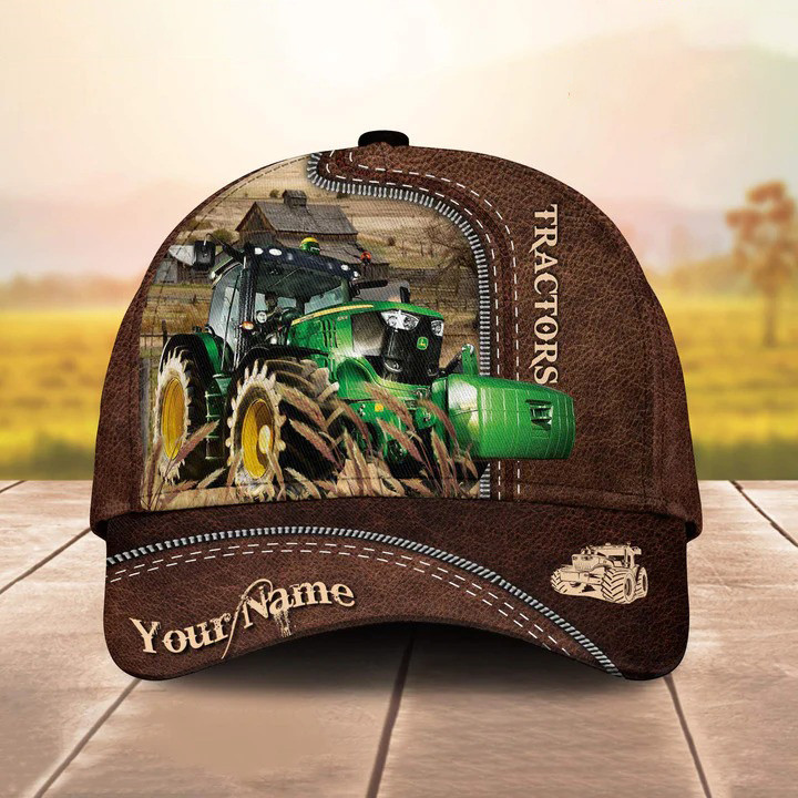 Personalized Green Tractor Hats for Farmers, Tractor Drivers, Tractor Classic Cap for Men, Husband, Dad Trucker Hats Custom Hats Gifts For Men & Women