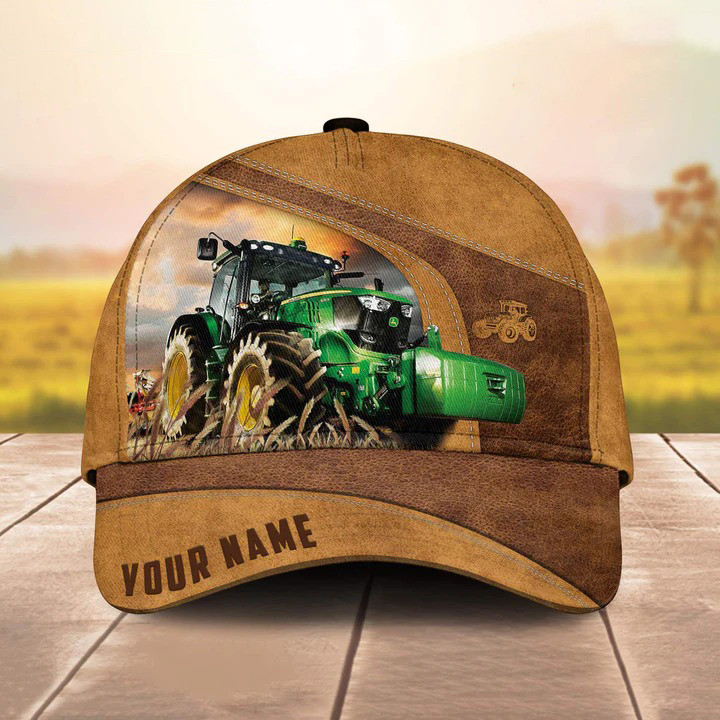 Personalized Green Tractor Hats for Farmers, Tractor Drivers, Tractor Classic Cap for Men, Husband, Dad Trucker Hats Custom Hats Gifts For Men & Women