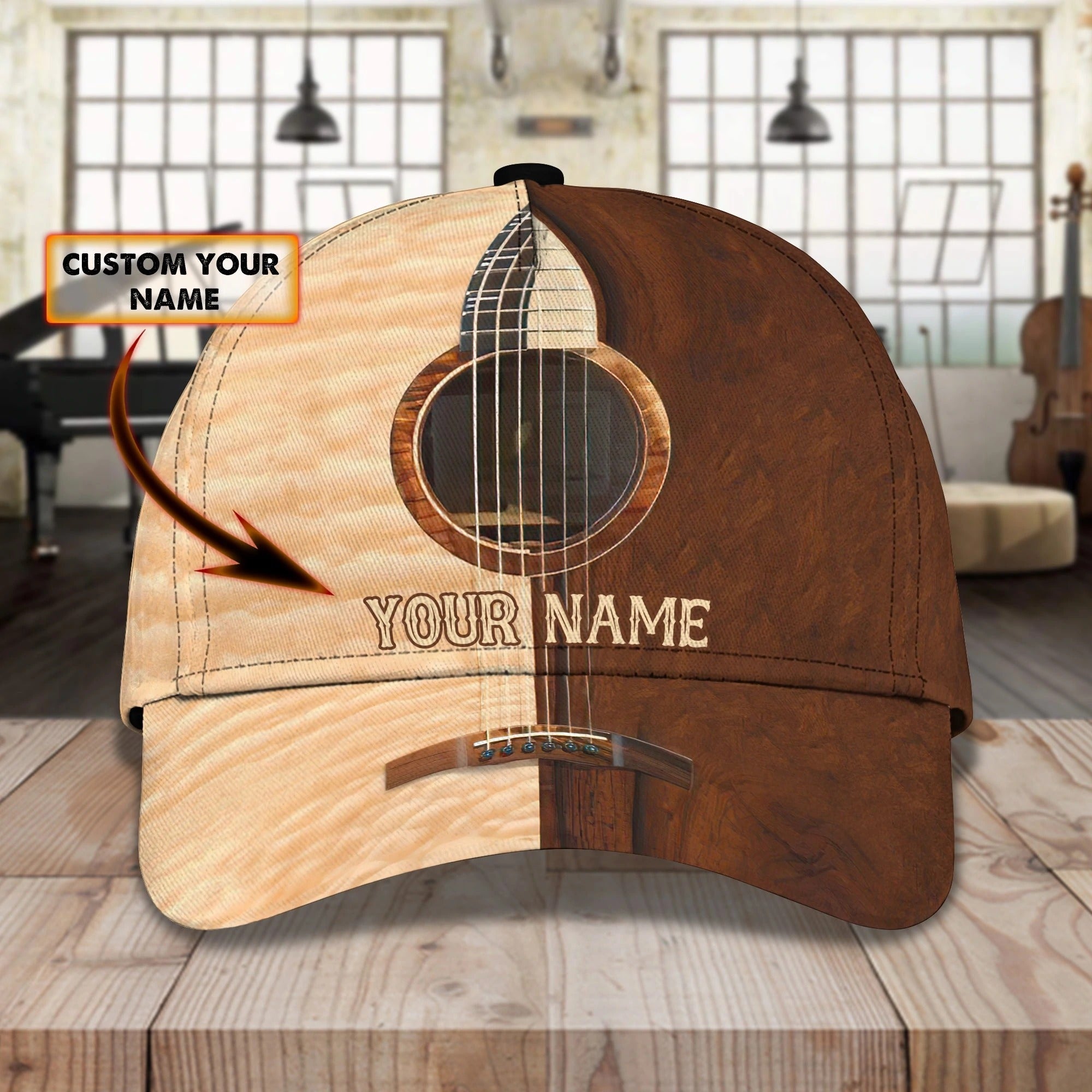 Personalized Guitar 3D Full Print Cap Hat For Musican, Guitarist, Music Is My Second Language, Music Lover Gift Trucker Hats Custom Hats Gifts For Men & Women