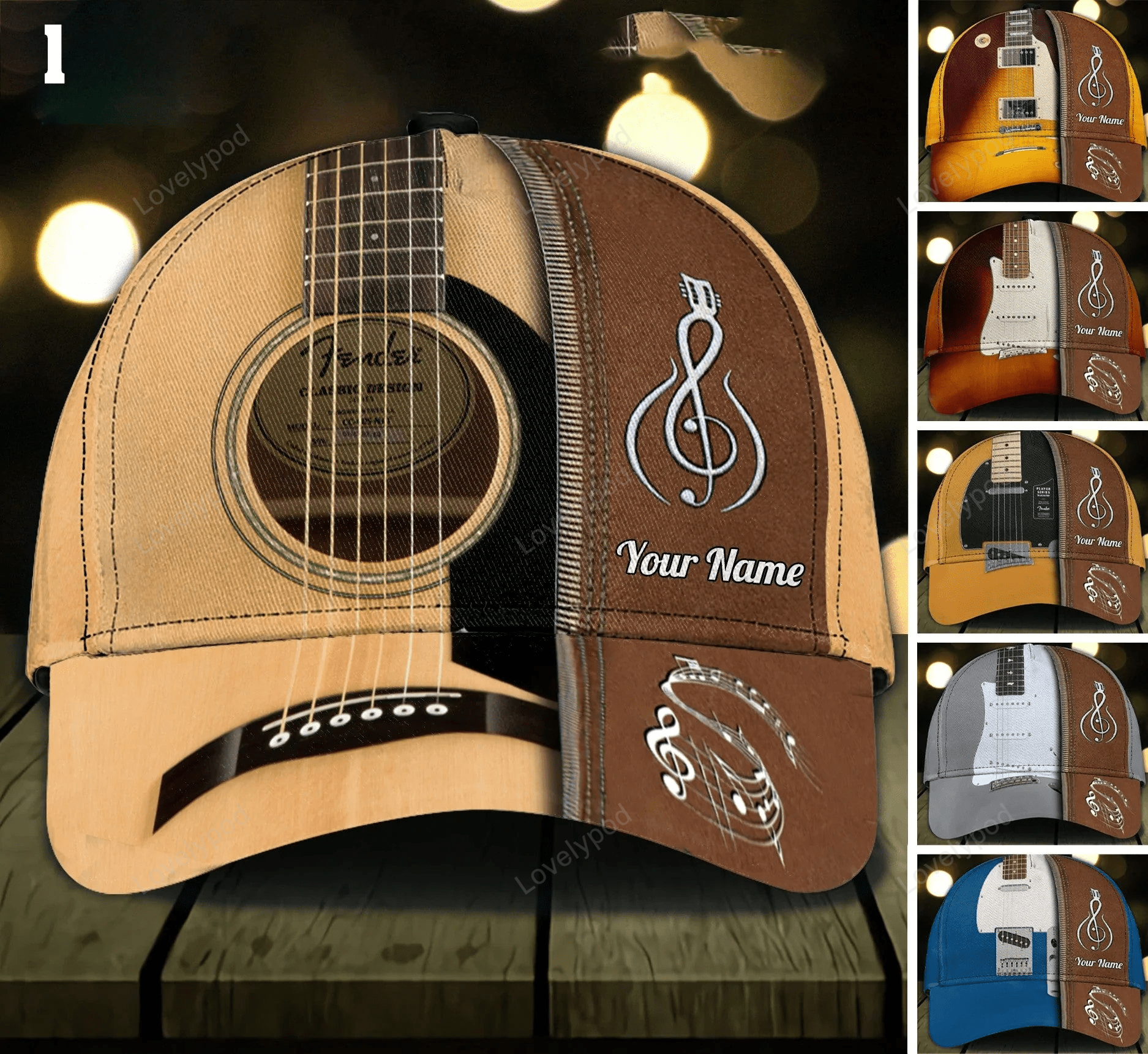 Personalized Guitar Classic Cap, Gift for Man, Guitar Lovers Hat 3D Printed Cap Trucker Hats Custom Hats Gifts For Men & Women