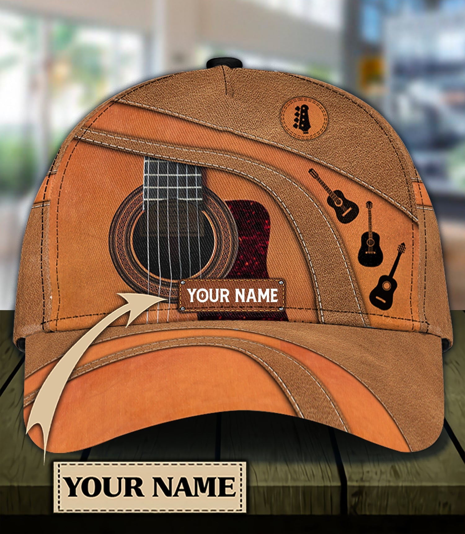 Personalized Guitar Classic Cap, Personalized Gift for Music Lovers, Guitar Lovers Trucker Hats Custom Hats Gifts For Men & Women