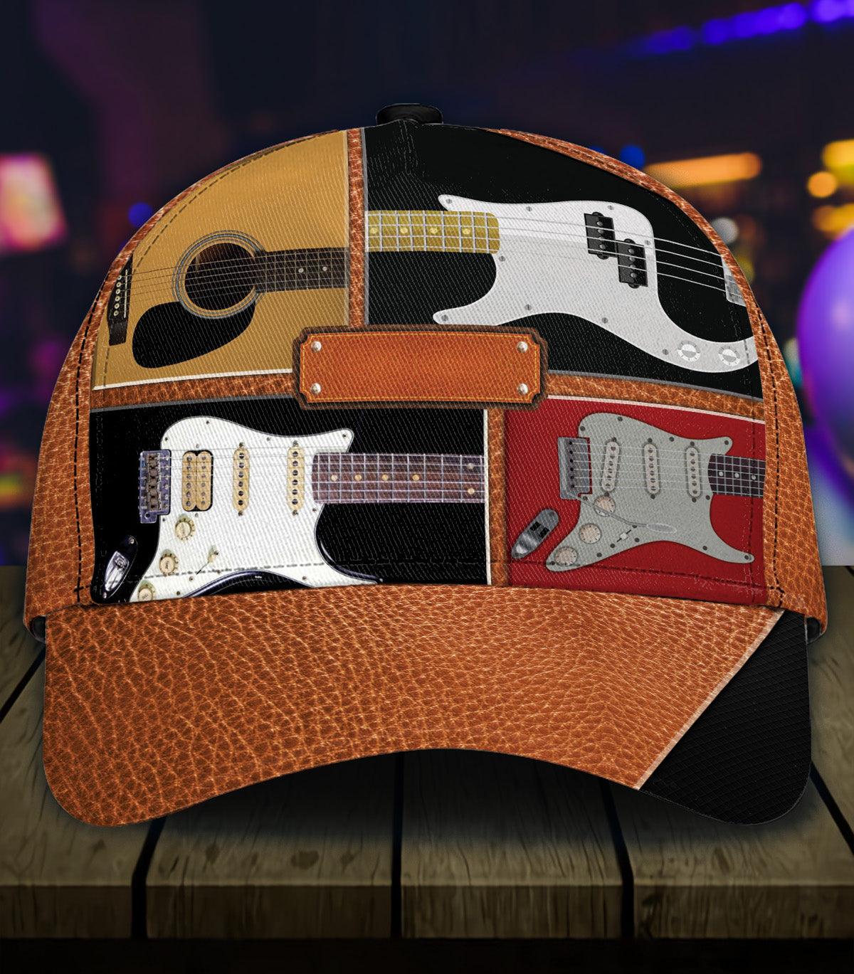 Personalized Guitar Classic Cap, Personalized Gift for Music Lovers, Guitar Lovers Trucker Hats Custom Hats Gifts For Men & Women