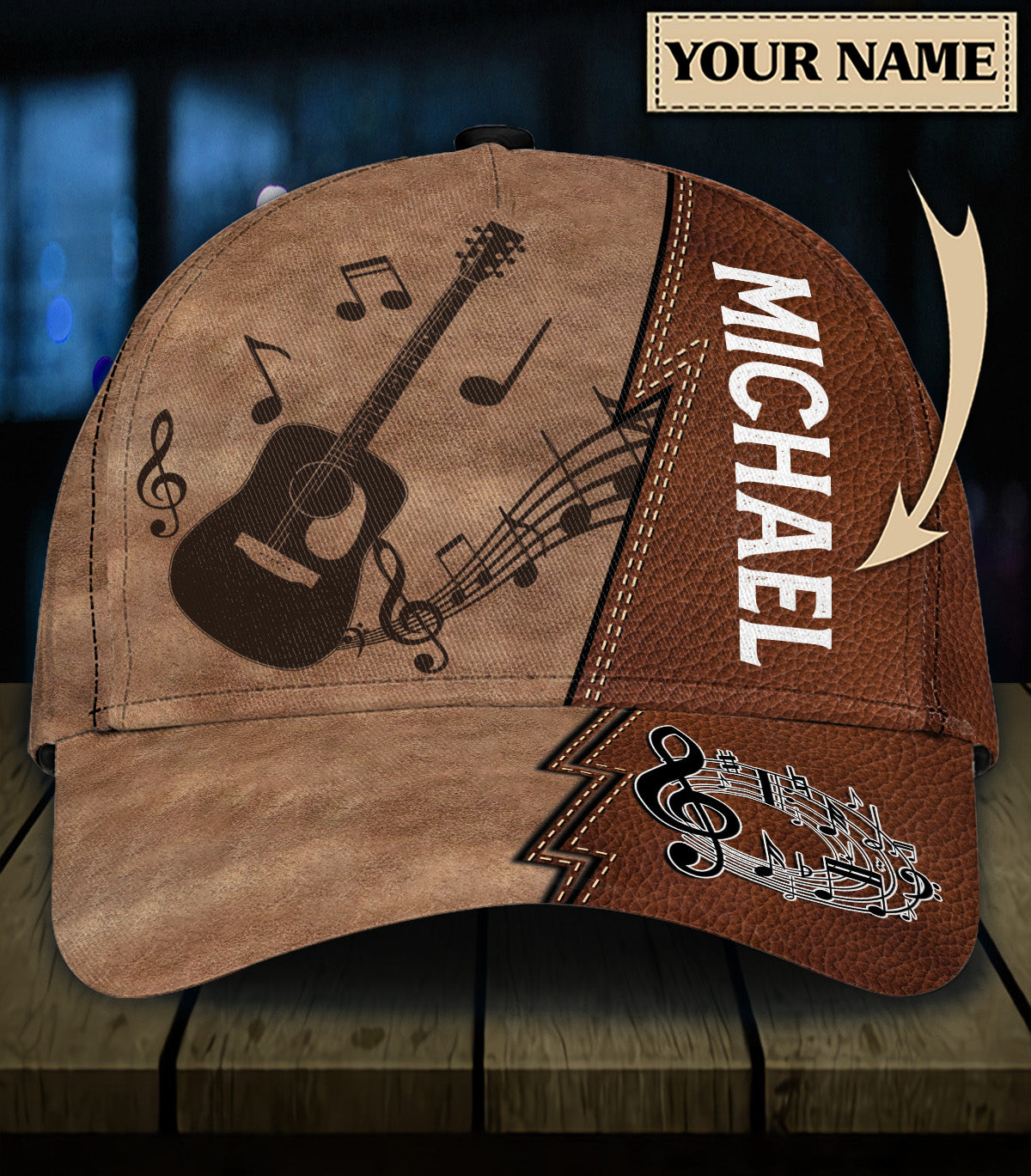 Personalized Guitar Classic Cap, Personalized Gift for Music Lovers, Guitar Lovers Trucker Hats Custom Hats Gifts For Men & Women