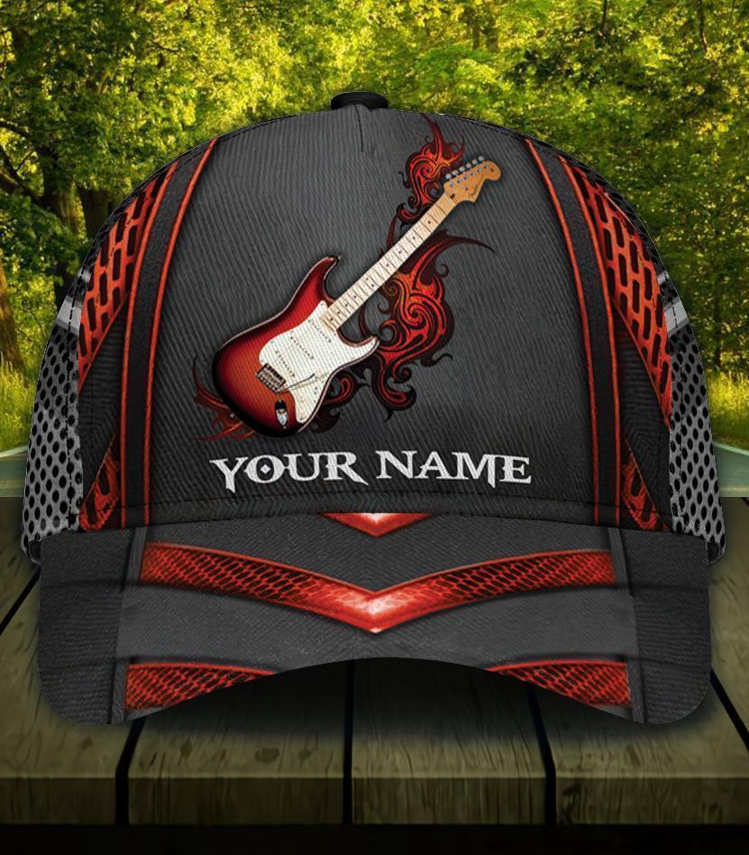 Personalized Guitar Classic Cap, Personalized Gift for Music Lovers, Guitar Lovers Trucker Hats Custom Hats Gifts For Men & Women