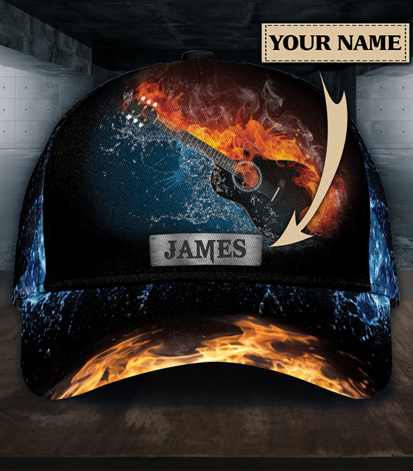 Personalized Guitar Classic Cap, Personalized Gift for Music Lovers, Guitar Lovers Trucker Hats Custom Hats Gifts For Men & Women