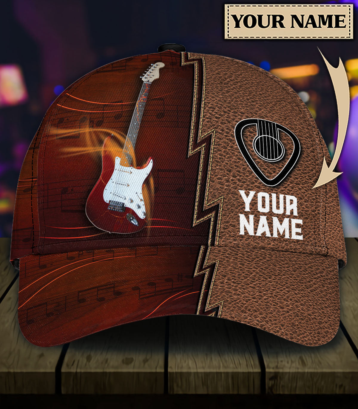 Personalized Guitar Classic Cap, Personalized Gift for Music Lovers, Guitar Lovers Trucker Hats Custom Hats Gifts For Men & Women