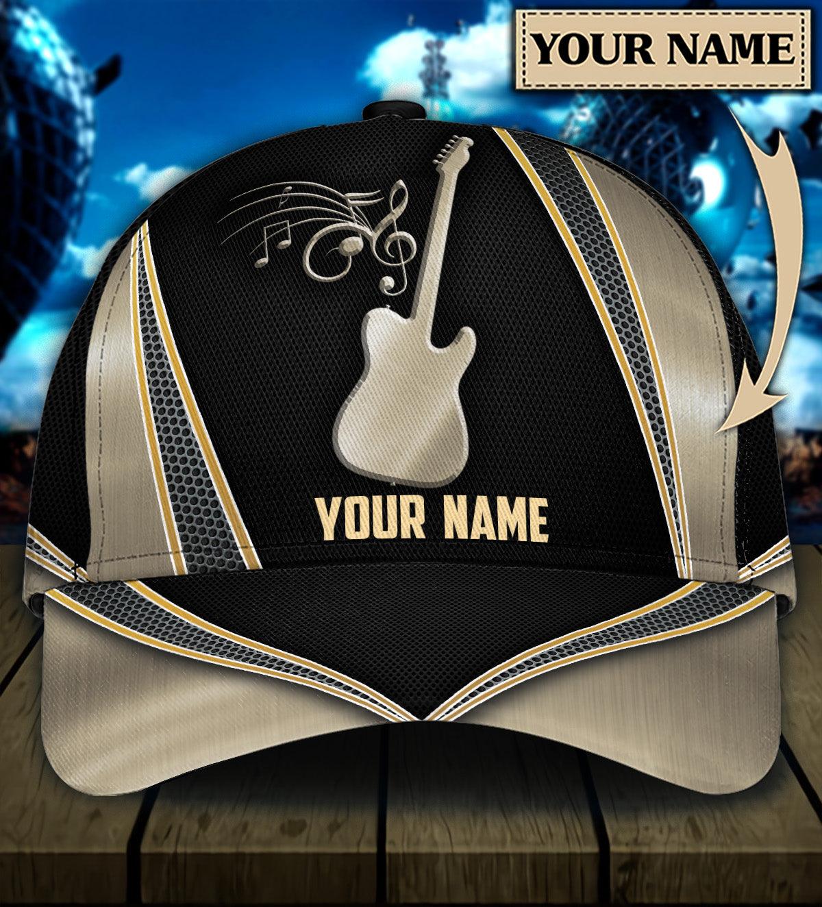 Personalized Guitar Classic Cap, Personalized Gift for Music Lovers, Guitar Lovers Trucker Hats Custom Hats Gifts For Men & Women