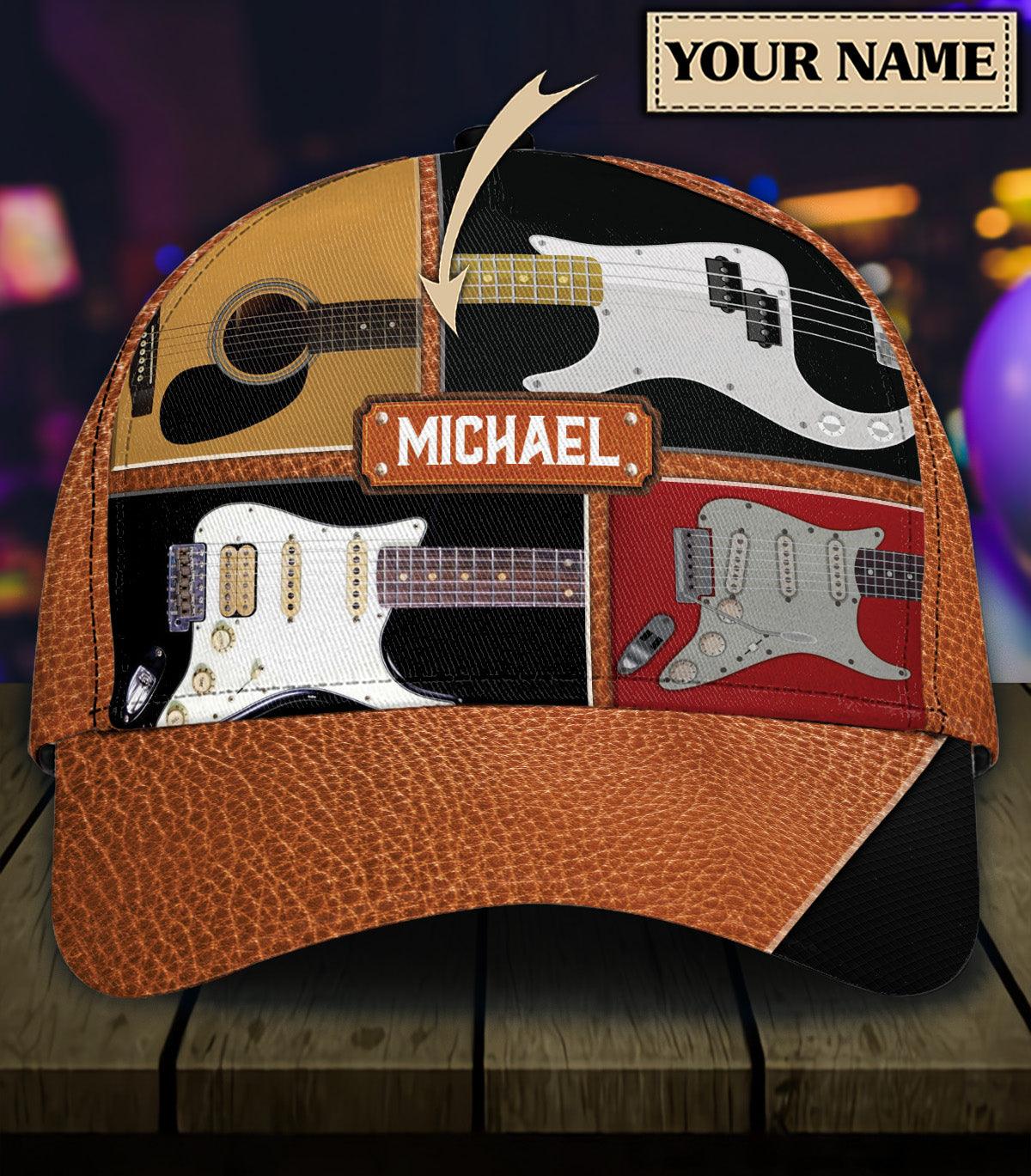 Personalized Guitar Classic Cap, Personalized Gift for Music Lovers, Guitar Lovers Trucker Hats Custom Hats Gifts For Men & Women