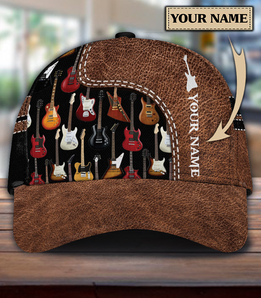 Personalized Guitar Classic Cap, Personalized Gift for Music Lovers, Guitar Lovers Trucker Hats Custom Hats Gifts For Men & Women