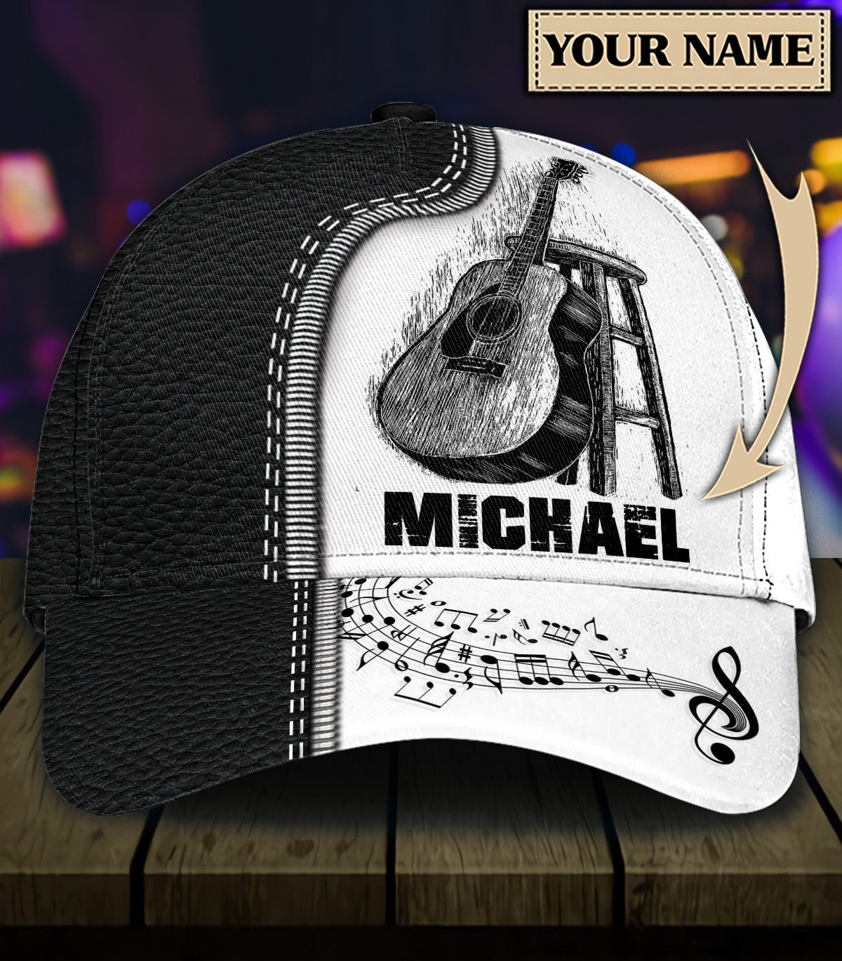 Personalized Guitar Classic Cap, Personalized Gift for Music Lovers, Guitar Lovers Trucker Hats Custom Hats Gifts For Men & Women