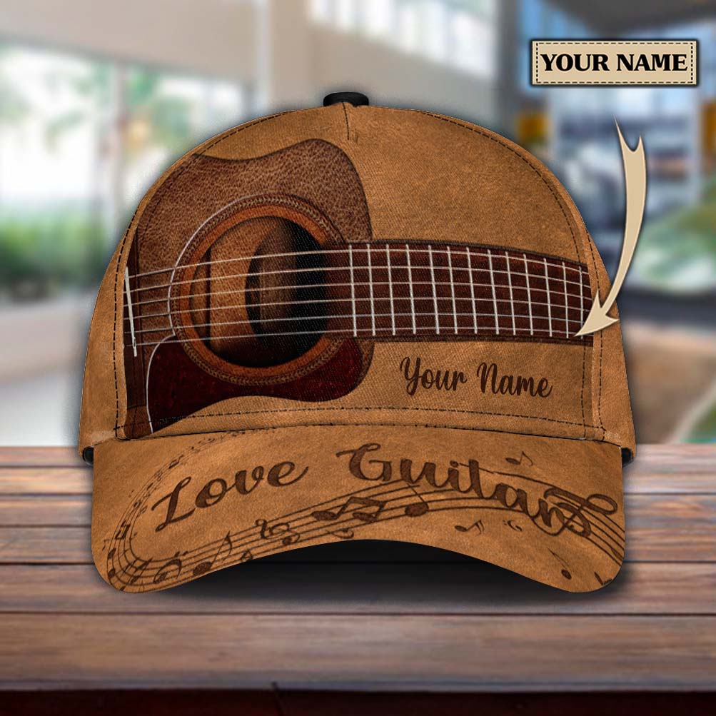Personalized Guitar Classic Cap, Personalized Gift for Music Lovers, Guitar Lovers Trucker Hats Custom Hats Gifts For Men & Women