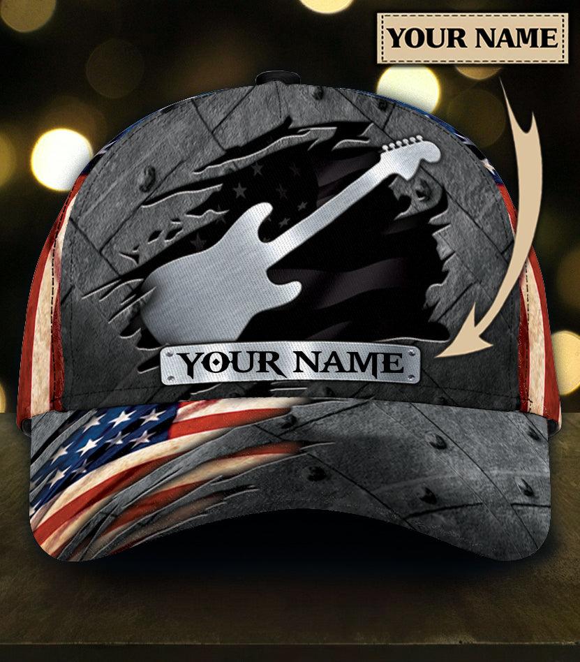 Personalized Guitar Classic Cap, Personalized Gift for Music Lovers, Guitar Lovers Trucker Hats Custom Hats Gifts For Men & Women