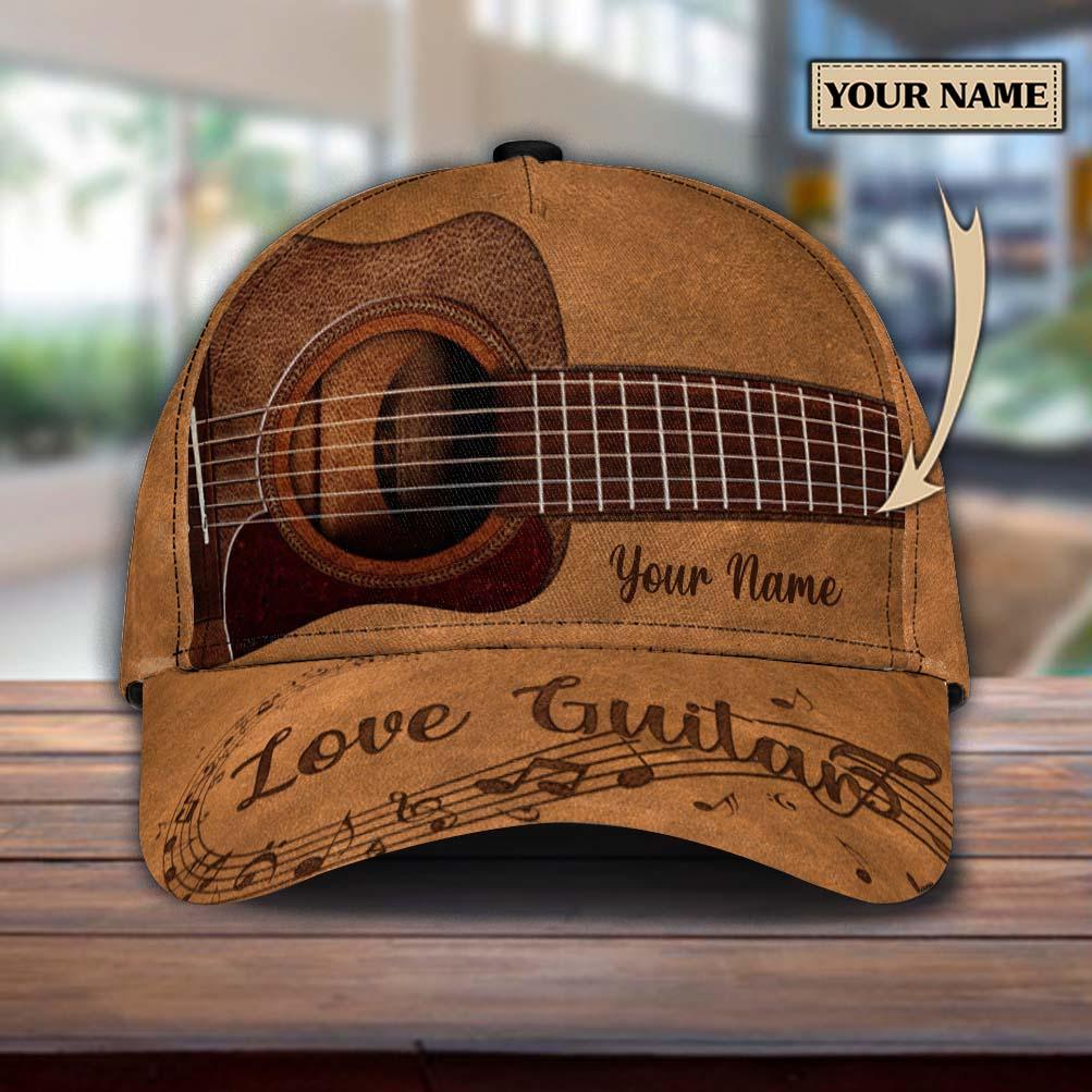Personalized Guitar Classic Cap, Personalized Gift for Music Lovers, Guitar Lovers Trucker Hats Custom Hats Gifts For Men & Women
