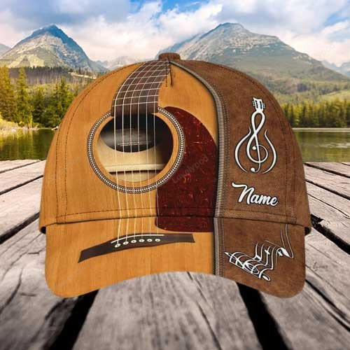 Personalized Guitar Hat for Him, 3D Classic Cap All Over Printed Gift for Guitar Lovers, Guitar Hat for Boyfriend Trucker Hats Custom Hats Gifts For Men & Women