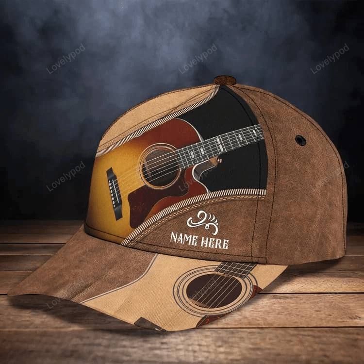 Personalized Guitar Hat for Him, 3D Classic Cap All Over Printed Gift for Guitar Lovers, Guitar Hat for Boyfriend Trucker Hats Custom Hats Gifts For Men & Women