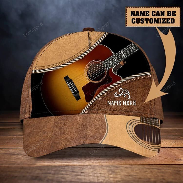 Personalized Guitar Hat for Him, 3D Classic Cap All Over Printed Gift for Guitar Lovers, Guitar Hat for Boyfriend Trucker Hats Custom Hats Gifts For Men & Women