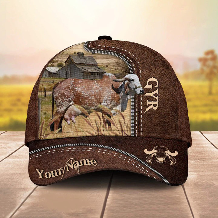 Personalized GYR Cattle Hats for Farmers, Customized GYR Cattle Classic Cap for Men Trucker Hats Custom Hats Gifts For Men & Women
