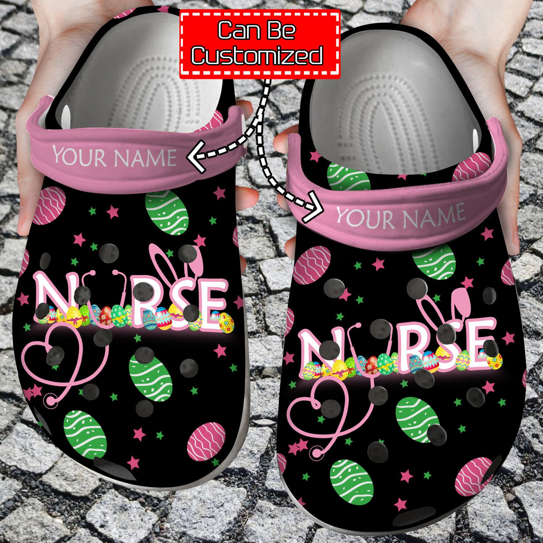 Personalized Happy Easter Nurse Bunny Rabbit Holiday clog Shoes Nurse