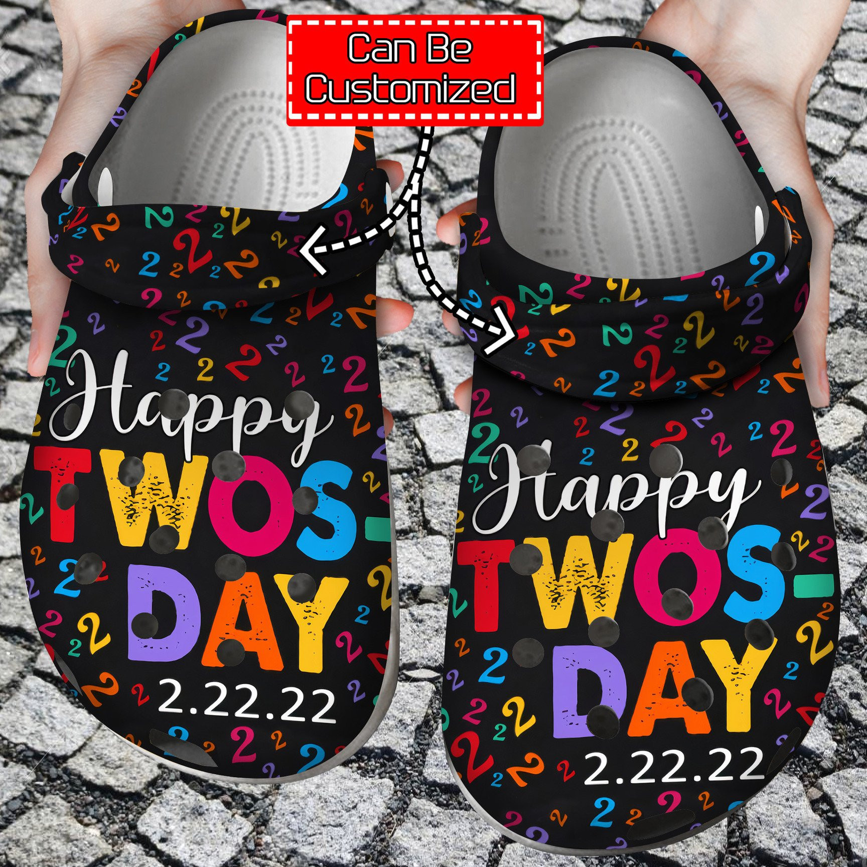 Personalized Happy Twosday 22222 clog Shoes
