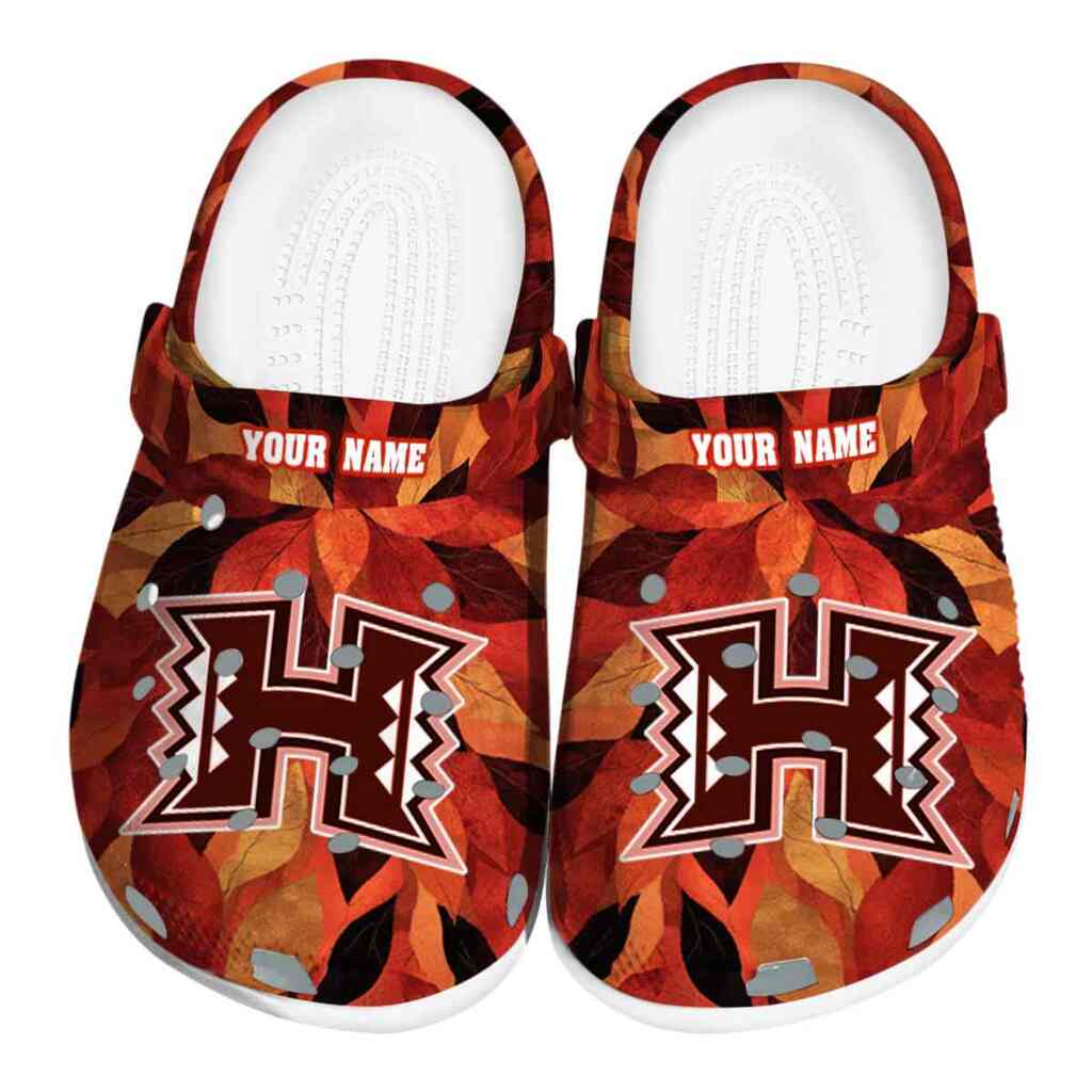 Personalized Hawaii Rainbow Warriors Autumn Leaves ClogTVC1801695