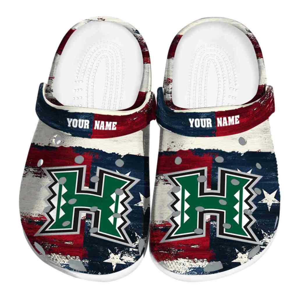 Personalized Hawaii Rainbow Warriors Patriotic Stripes ClogTVC1801695