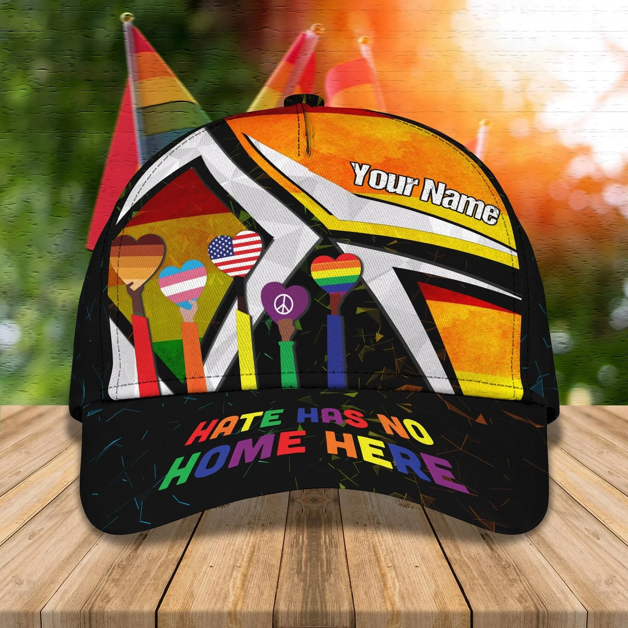 Personalized Heart LGBT Leather Pattern Classic Cap, Gaymer, Lesbian, Transgender, Bisexual, Pansexual Hats Trucker Hats Custom Hats Gifts For Men & Women