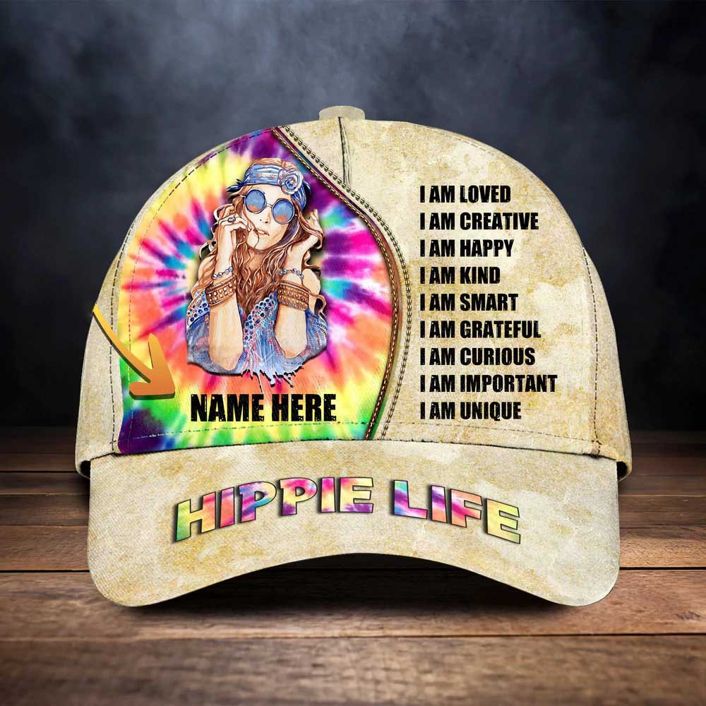 Personalized Hippie Life, Hippie Girl, Hippie Cap 3D Classic Cap All Over Prints for Hippie Style Lovers Trucker Hats Custom Hats Gifts For Men & Women