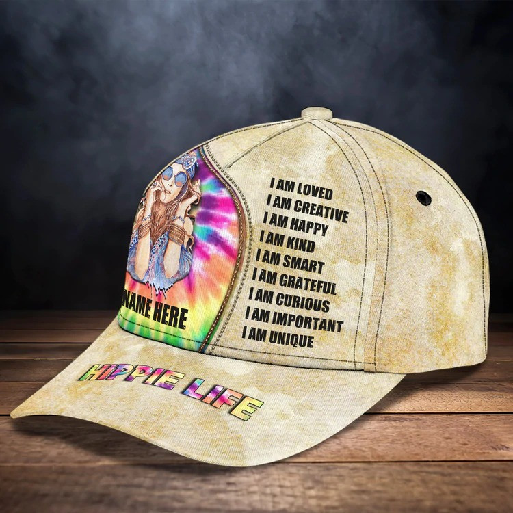Personalized Hippie Life, Hippie Girl, Hippie Cap 3D Classic Cap All Over Prints for Hippie Style Lovers Trucker Hats Custom Hats Gifts For Men & Women