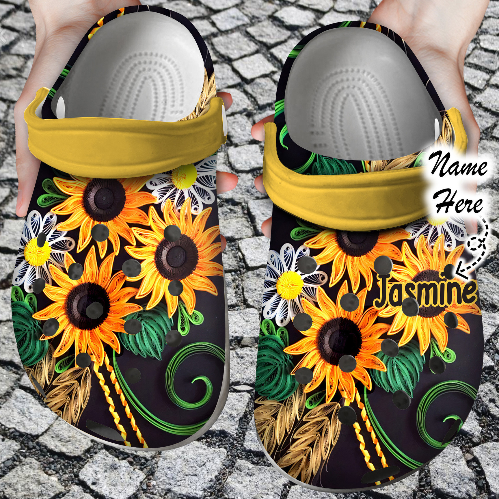 Personalized Hippie Personalized Sunflower Art clog Shoes Hippie