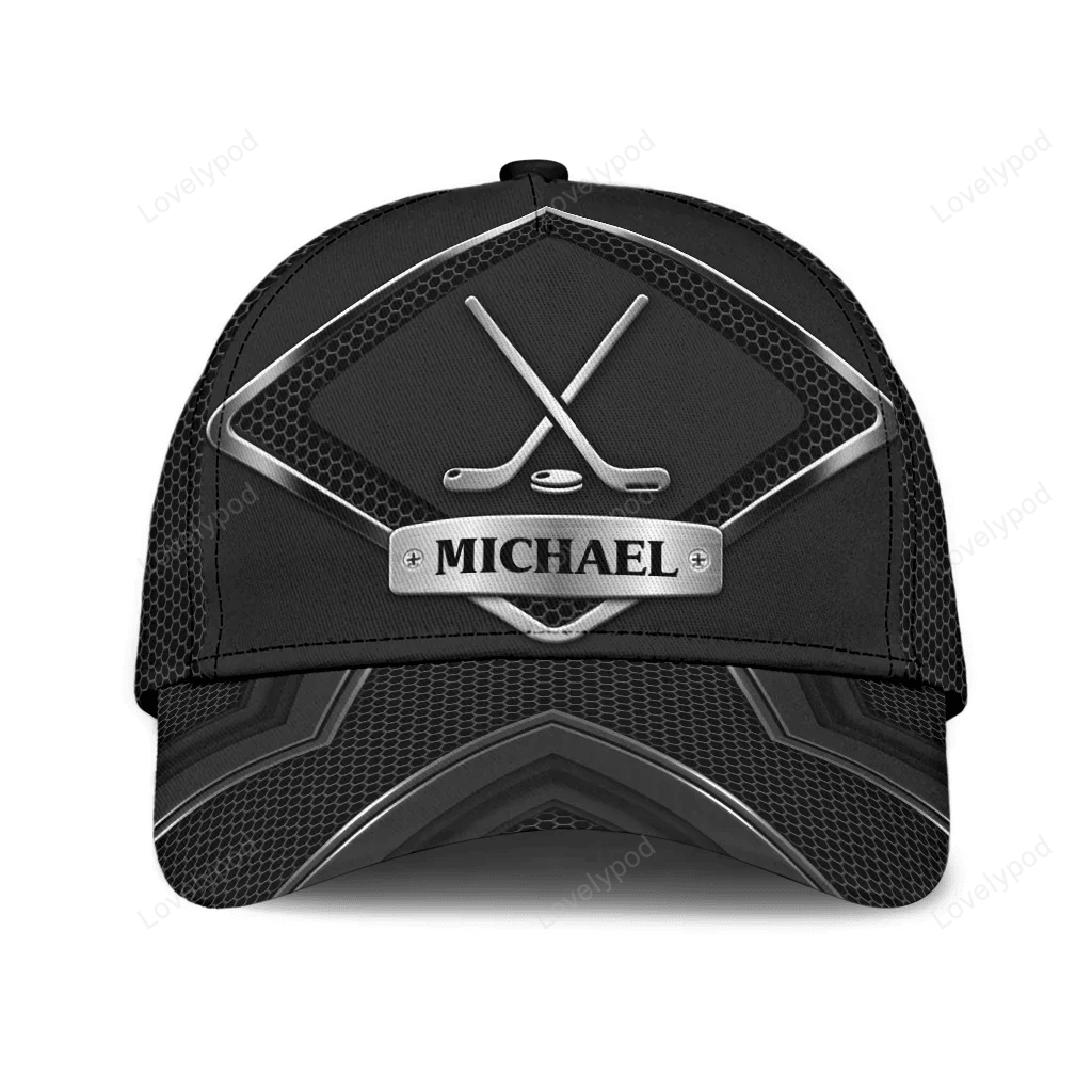 Personalized Hockey Classic Cap, Hockey 3D hat, Gift for Hockey Lovers, 3D Printed baseball Cap Trucker Hats Custom Hats Gifts For Men & Women