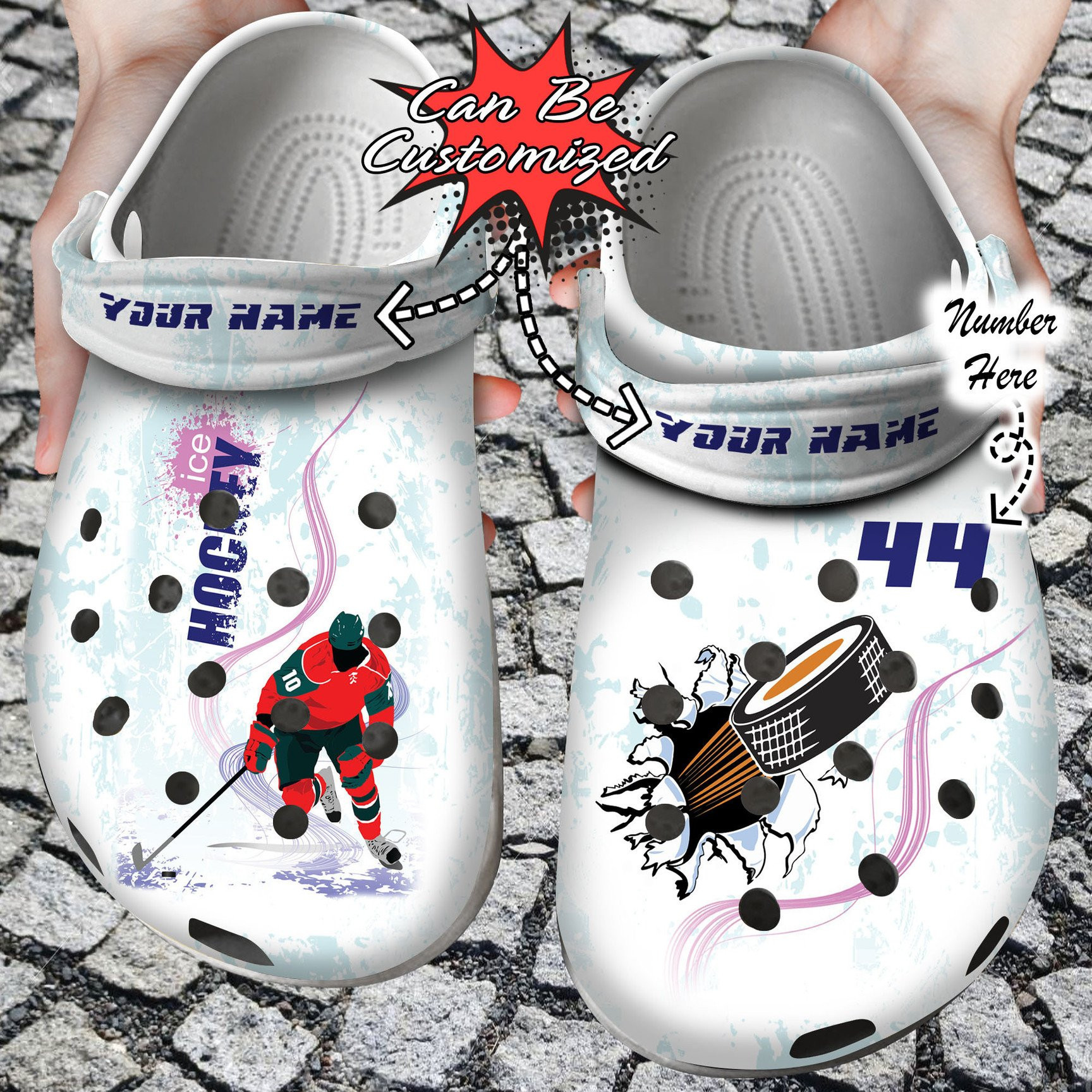 Personalized Hockey Ice Player clog Shoes Sport